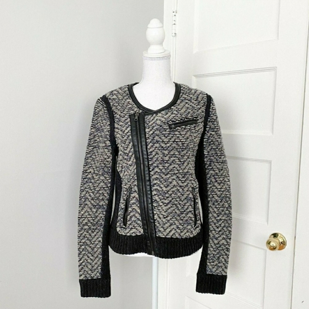 Rag and Bone Wool Leather Trim Moto Jacket Size L